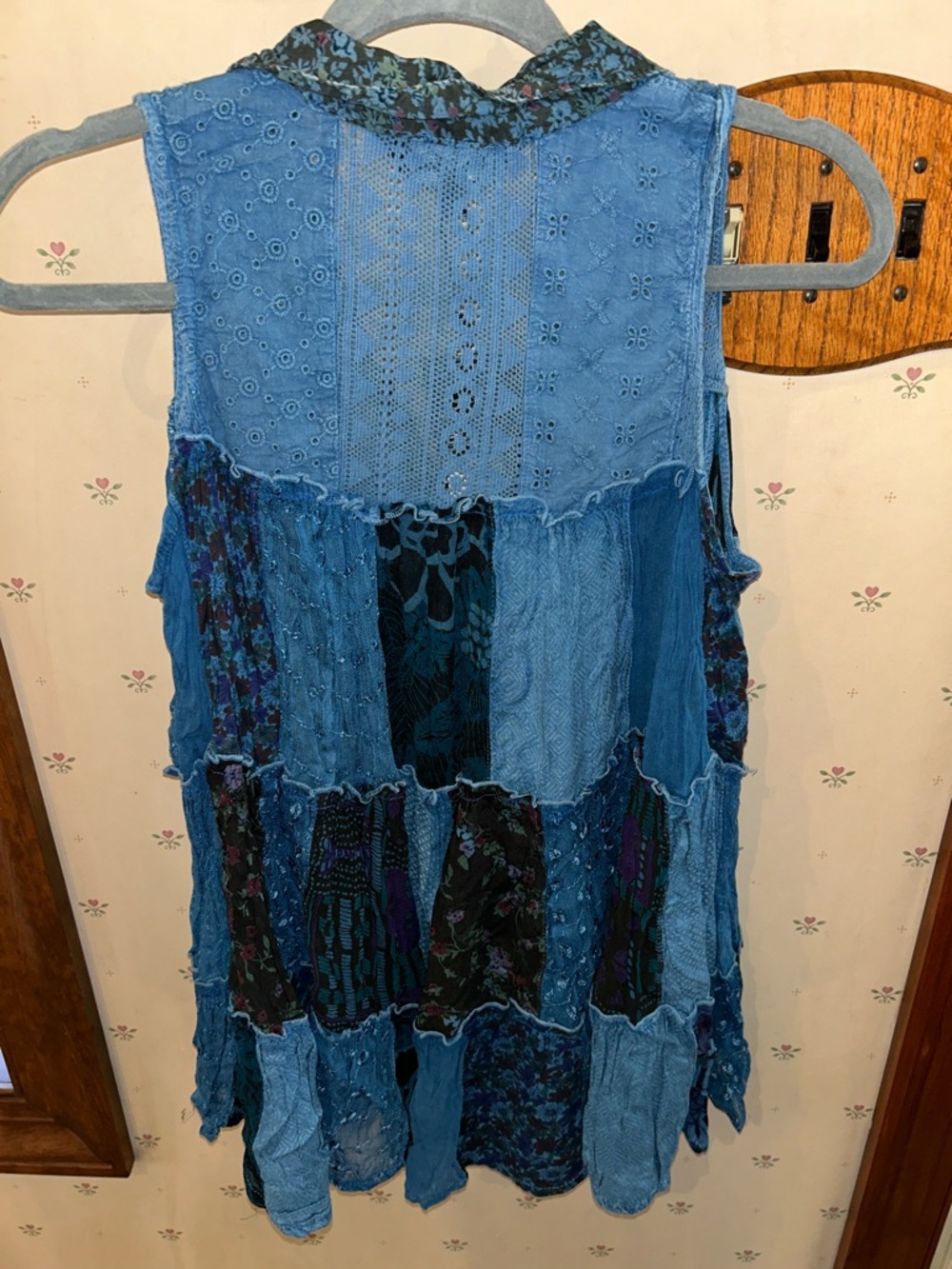 Young Threads Patchwork Sleeveless Button-Front Top - Picture 5 of 8